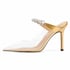 Women Heeled Mules Rhinestone Strappy Clear Heels Pointed Toe Stiletto Slip On Bridal Sandals for Women - Gold2