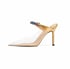 Women Heeled Mules Rhinestone Strappy Clear Heels Pointed Toe Stiletto Slip On Bridal Sandals for Women - Gold1