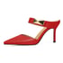 Women Heeled Mules Pumps Stone Pattern Pointed Toe Stiletto Heels Slip On Sandals for Women - Red