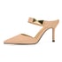 Women Heeled Mules Pumps Stone Pattern Pointed Toe Stiletto Heels Slip On Sandals for Women - Nude
