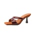 Women Heeled Mules Kitten Heels Open Toe Slip On Sandals for Women - Wine Red