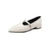 Pointed Toe Cutout T Strap Flats Pumps - White