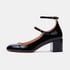 Women Heeled Mary Janes Adjustable Ankle Strap Block Heels Round Toe Pumps With Buckle for Women - Black