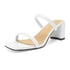 Two Strap Mules Sandals Heels - White