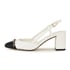 Women Heeled Pumps 2 Tones Adjustable Slingback Block Heels Round Toe Pumps With Chain for Women - White