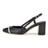Women Heeled Pumps 2 Tones Adjustable Slingback Block Heels Round Toe Pumps With Chain for Women - Black