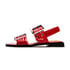 Women Flat Sandals Adjustable Buckle Straps Slingback Open Square Toe Sandals Grommet Belt Slip On Summer Shoes - Red