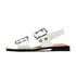 Women Flat Sandals Adjustable Buckle Straps Slingback Open Square Toe Sandals Grommet Belt Slip On Summer Shoes - White