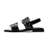 Women Flat Sandals Adjustable Buckle Straps Slingback Open Square Toe Sandals Grommet Belt Slip On Summer Shoes - Black