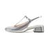 Women Heeled Sandals Slingback Adjustable T-Strap Round Toe Block Heeled Pumps With Buckle Spring Shoes - Silver