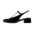 Women Heeled Sandals Slingback Adjustable T-Strap Round Toe Block Heeled Pumps With Buckle Spring Shoes - Black