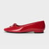 Women Low Heeled Pumps Bow Round Toe Pumps Slip On Spring Shoes - Red