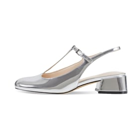 Women Heeled Sandals Slingback Adjustable T-Strap Round Toe Block Heeled Pumps With Buckle Spring Shoes