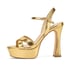 Women Flatform Sandals Ankle Strap Open Toe High Heeled Sandals With Buckle Summer Shoes - Gold