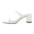 Women Heeled Sandals Double Strap Open Square Toe Block Heeled Slip On Sandals Summer Shoes - White