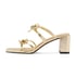 Women Heeled Sandals Double Strap Open Square Toe Block Heeled Slip On Sandals Summer Shoes - Gold