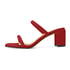 Women Heeled Sandals Double Strap Open Square Toe Block Heeled Slip On Sandals Summer Shoes - Red