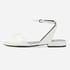 Women Flat Sandals Ankle Strap Open Square Toe Low Heeled Sandals With Buckle Summer Shoes - White