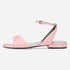 Women Flat Sandals Ankle Strap Open Square Toe Low Heeled Sandals With Buckle Summer Shoes - Pink