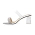 Women Clear Heeled Sandals Rhinestone Strap Block Heeled Open Square Toe Sandals Summer Shoes - White