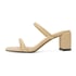 Women Heeled Sandals Double Strap Open Square Toe Block Heeled Slip On Sandals Summer Shoes - Nude