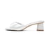 Women Heeled Sandals Open Square Toe Block Heeled Slip On Sandals Summer Shoes - Silver
