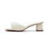 Women Heeled Sandals Open Square Toe Block Heeled Slip On Sandals Summer Shoes - White