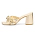 Women Heeled Sandals Bow Open Square Toe Block Heeled Sandals Summer Shoes - Gold