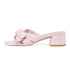 Women Heeled Sandals Bow Open Square Toe Block Heeled Sandals Summer Shoes - Pink