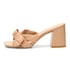 Women Heeled Sandals Bow Open Square Toe Block Heeled Sandals Summer Shoes - Nude