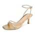 Square Toe Ankle Strap  Sandals - Gold
