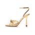 Women Heeled Sandals Ankle Strap Knot Open Toe Stiletto Heeled Sandals With Buckle Summer Shoes - Gold
