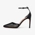 Women Mesh Heeled Pumps Ankle Strap Sandals With Buckle Summer Shoes - Black