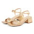 Women Heeled Sandals Adjustable Ankle Strap Sandals With Buckle Summer Shoes - Gold