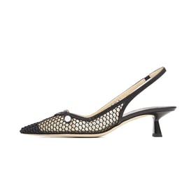 Women Mesh Pumps Slingback Pointed Toe Kitten Heeled Sandals Slip On Summer Shoes