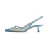 Women Mesh Pumps Slingback Pointed Toe Kitten Heeled Sandals Slip On Summer Shoes - Blue