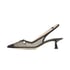 Women Mesh Pumps Slingback Pointed Toe Kitten Heeled Sandals Slip On Summer Shoes - Black