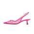 Women Mesh Pumps Slingback Pointed Toe Kitten Heeled Sandals Slip On Summer Shoes - Pink