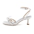 Women Heeled Sandals Ankle Strap Knot Open Toe Kitten Heeled Sandals With Buckle Summer Shoes - White
