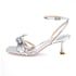 Women Heeled Sandals Ankle Strap Knot Open Toe Kitten Heeled Sandals With Buckle Summer Shoes - Silver