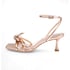 Women Heeled Sandals Ankle Strap Knot Open Toe Kitten Heeled Sandals With Buckle Summer Shoes - Gold