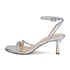 Women Heeled Sandals Ankle Strap Open Toe Kitten Heeled Sandals With Buckle Summer Shoes - Silver