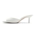 Women Heeled Mules Open Toe Stiletto Heeled Sandals Slip On Summer Shoes - White