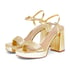 Women Platform Sandals Ankle Strap Open Toe Block Heels Sandals With Buckle Summer Shoes - Gold