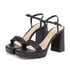 Women Platform Sandals Ankle Strap Open Toe Block Heels Sandals With Buckle Summer Shoes - Black