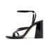 Women Heeled Sandals Ankle Strap Open Square Toe Block Heels Sandals With Buckle Shoes - Black