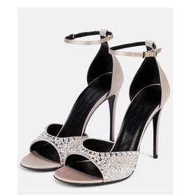Women Heeled Pumps Ankle Strap Rhinestone Open Toe Stiletto Heels Sandals With Buckle Summer Shoes