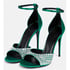 Women Heeled Pumps Ankle Strap Rhinestone Open Toe Stiletto Heels Sandals With Buckle Summer Shoes - Green