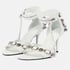 Women Punk Pumps Ankle Strap Open Toe Stiletto Heels Sandals With Buckle Summer Shoes - White