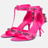 Women Punk Pumps Ankle Strap Open Toe Stiletto Heels Sandals With Buckle Summer Shoes - Rose Red